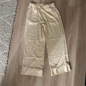 Abercrombie & Fitch Cream Elastic Waist Satin Pajama Pants